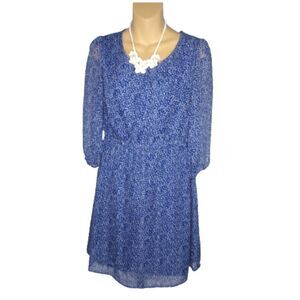 Tulle Blue & White Print Dress   Size Small